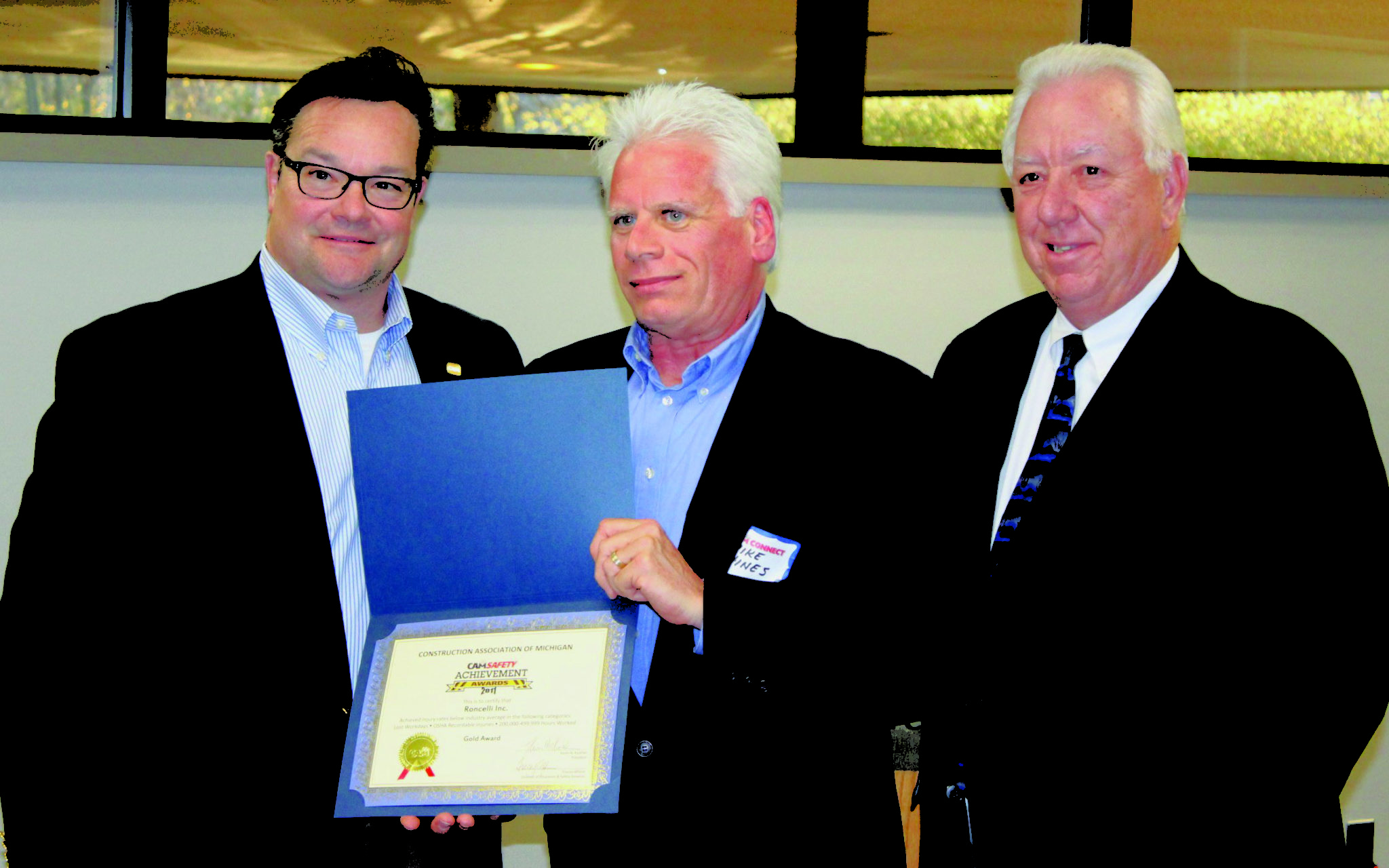 Roncelli receives GOLD Safety Achievement Award from CAMSAFETY