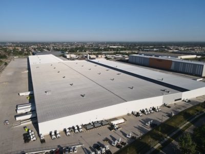 Aerial view of FCA Detroit II Assembly Metering Facility Pre-Engineered Warehouse