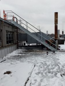 Side view of stairs at GM Components Holdings Plant in Grand Rapids, Mich.