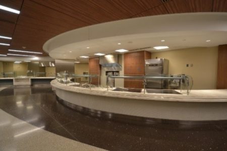 The cafeteria of St. Joseph Mercy Oakland Master Plan hospital renovation where Roncelli, Inc. was the construction manager.